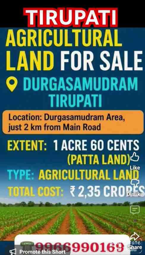 1.60 Acres Agricultural Land for Sale Durgasamudram 2,30 Core - PS0047